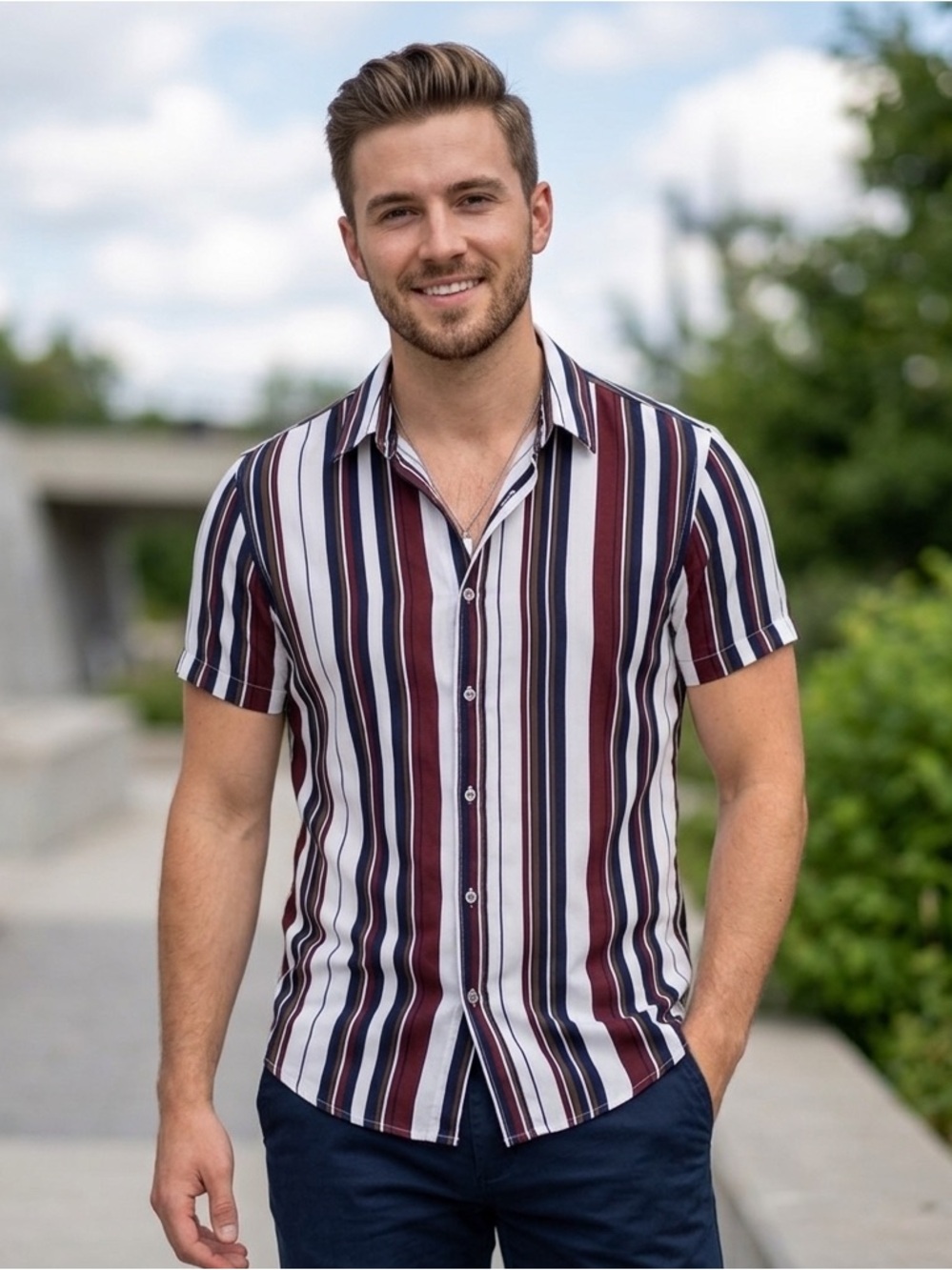 Striped Men's Shirt - Multicolor